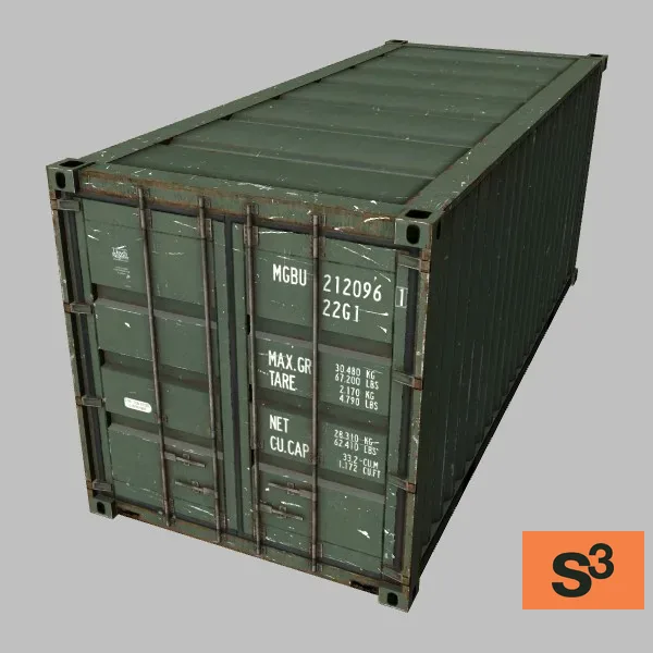 20ft-intemodal-container-01 · US · green — 3D model preview