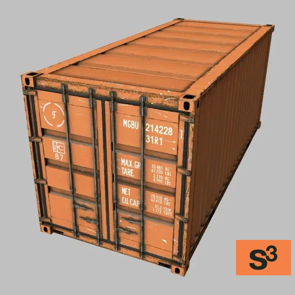 20ft-intemodal-container-01 · US · orange — 3D model preview