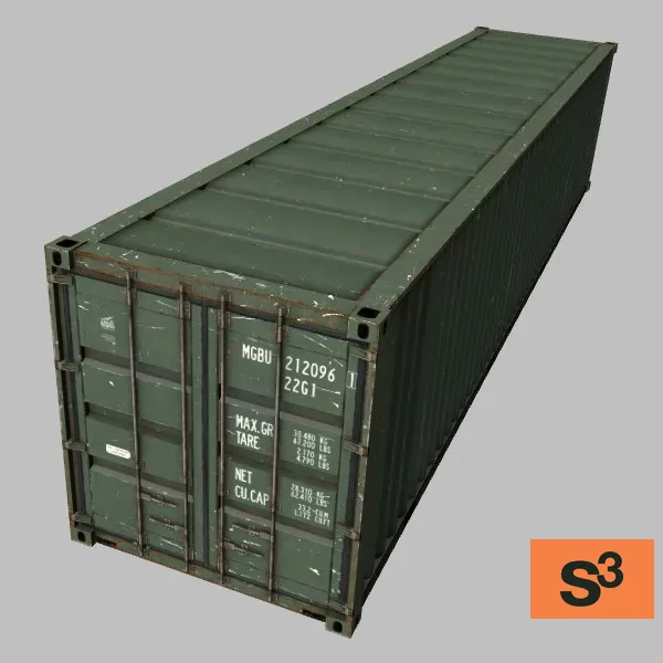 40ft-intemodal-container-01 · US · green — 3D model preview