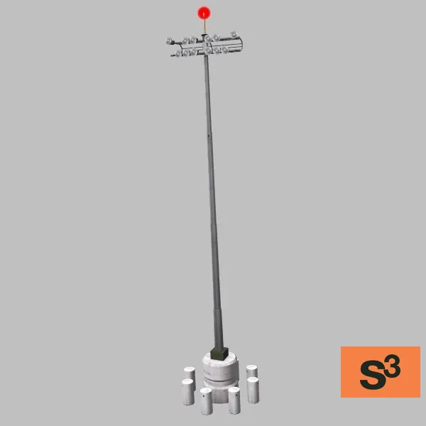 airport-lightpole-12bulb-20m — 3D model preview
