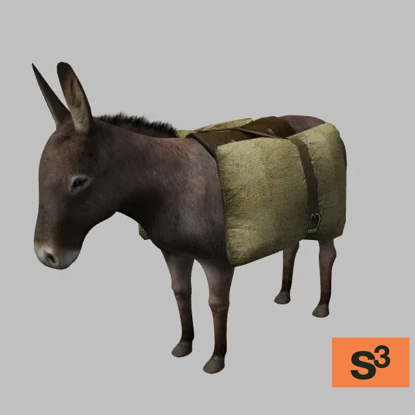 animal-donkey-001-cargo — 3D model preview