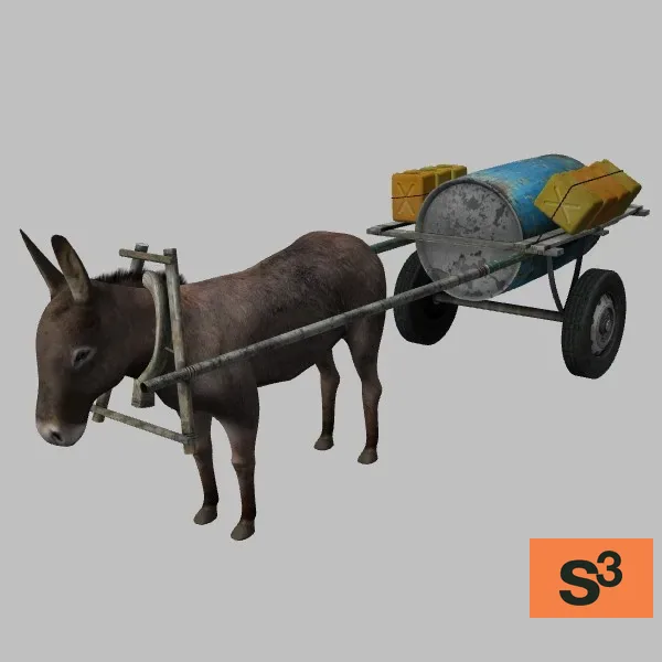 animal-donkey-003-cart — 3D model preview