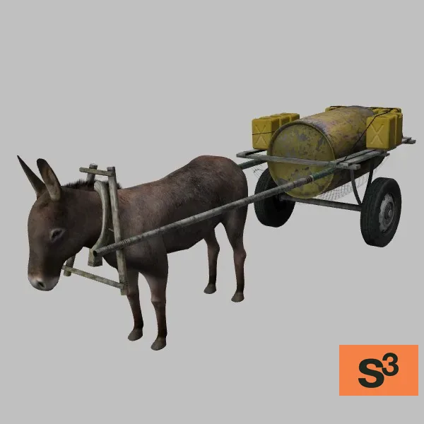 animal-donkey-006-cart — 3D model preview