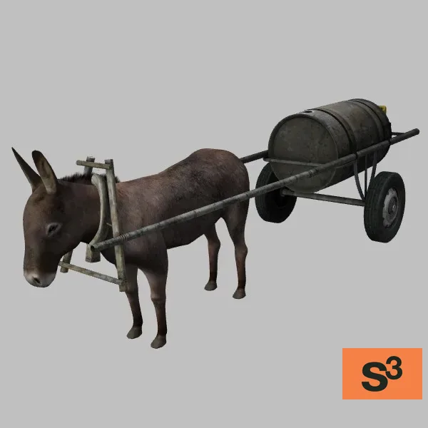 animal-donkey-007-cart — 3D model preview