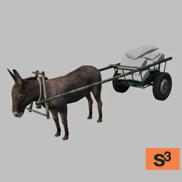 animal-donkey-008-cart — 3D model preview