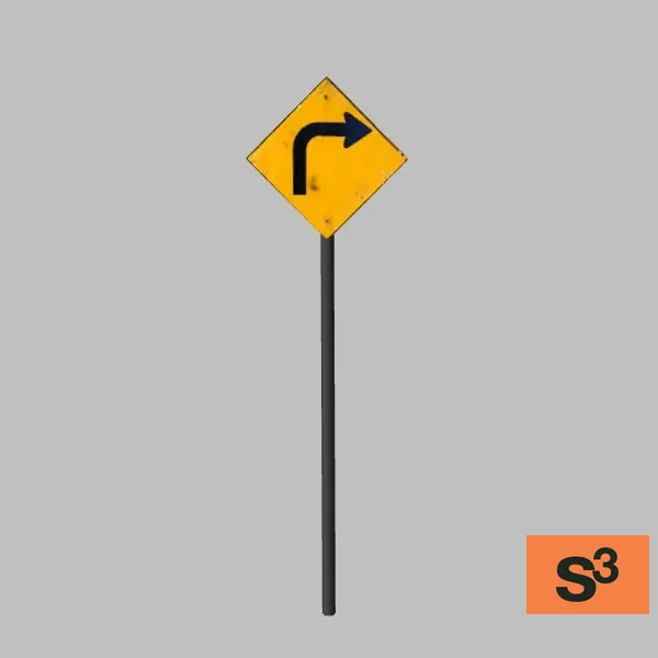 curve-ahead-sign-001a — 3D model preview