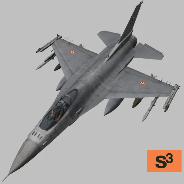 F-16A · BE · grey — 3D model preview