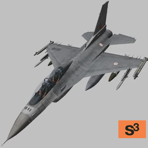 F-16B · PT · grey — 3D model preview