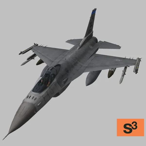 F-16C · US · grey · 121FS-87-0277 — 3D model preview