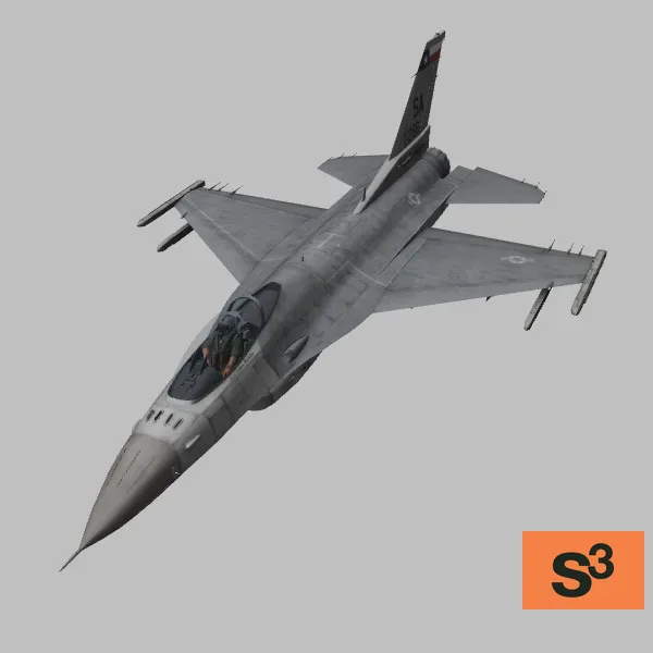 F-16C · US · grey · 182FS-87-0256 — 3D model preview