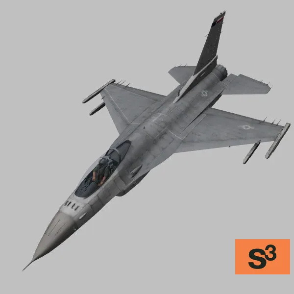 f-16c · us · grey · 457fs-85-1457 — 3D model preview