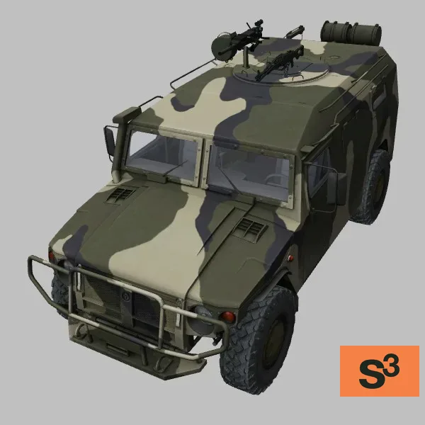 GAZ-2975 · AGS-30 · PKP · RU · camo — 3D model preview