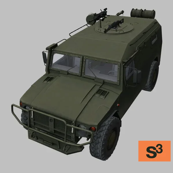 GAZ-2975 · AGS-30 · PKP · RU · green — 3D model preview
