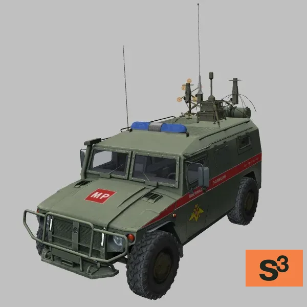 GAZ-2975 · RP-377UVM1L · SOVA-M · RU · green — 3D model preview