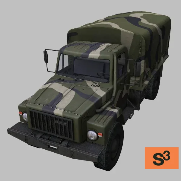 GAZ-3308-canopy · RU · camo — 3D model preview