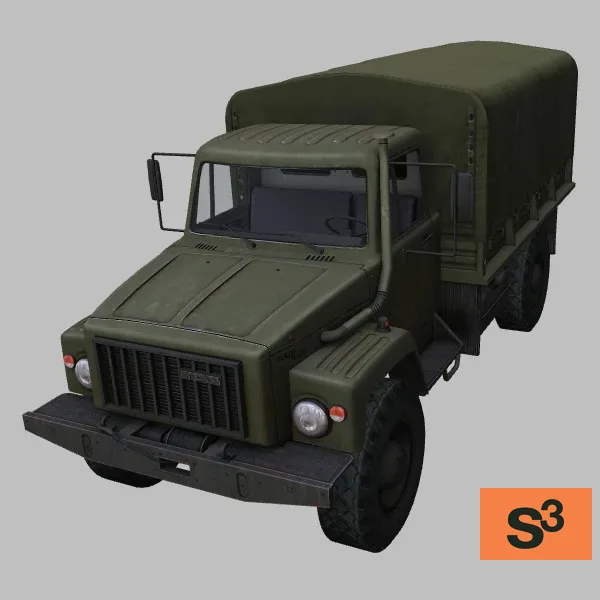 GAZ-3308-canopy · RU · green — 3D model preview