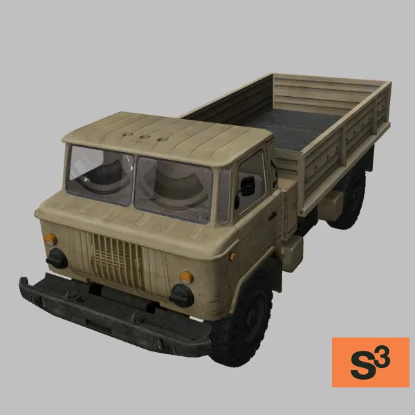 GAZ-66-Flatbed · RU · desert — 3D model preview