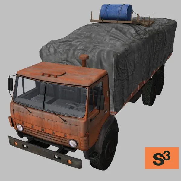 Kamaz-4310-Trailer-002 · SO · red — 3D model preview