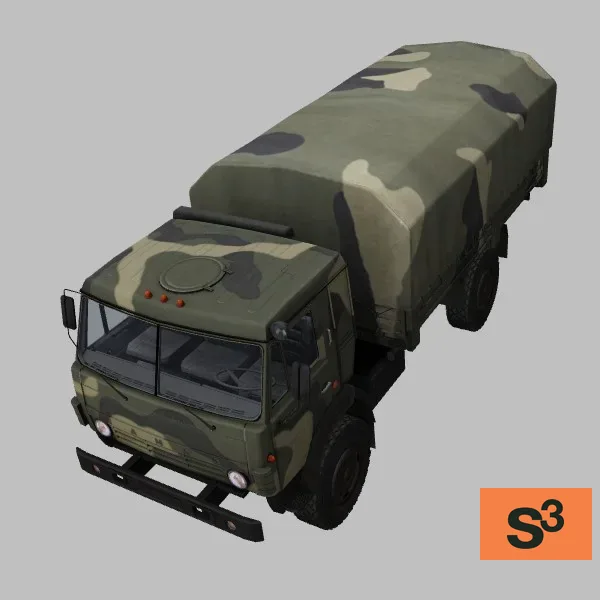 Kamaz-4350-canopy · RU · camo — 3D model preview