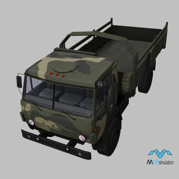 Kamaz-4350-flatbed · RU · camo — 3D model preview