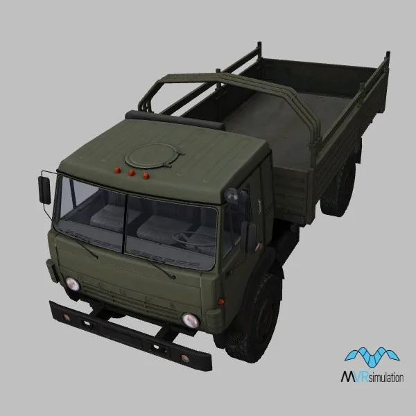 Kamaz-4350-flatbed · RU · green — 3D model preview