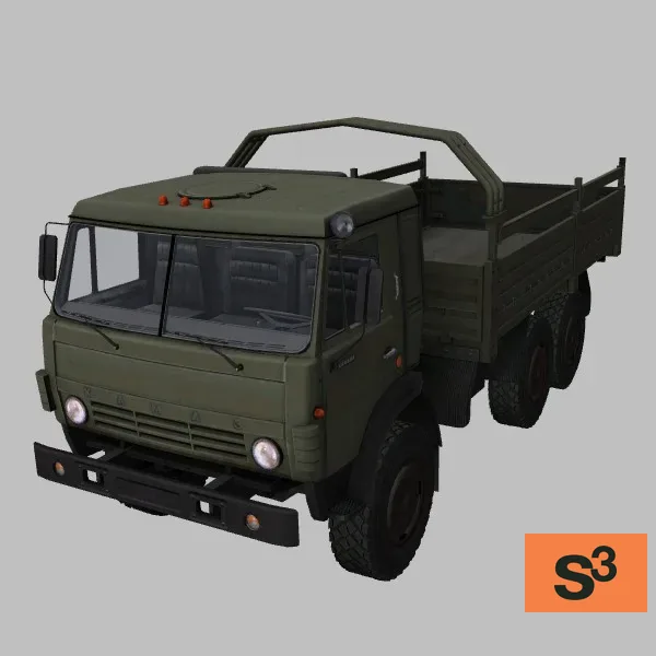 KamAZ-5350-flatbed · RU · green — 3D model preview