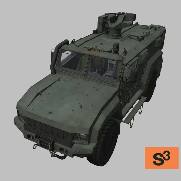 Kamaz-53949-Typhoon-K · 5ETS16U · RU · green — 3D model preview