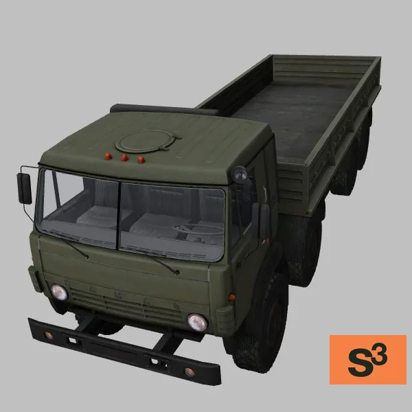 Kamaz-6350-flatbed · RU · green — 3D model preview