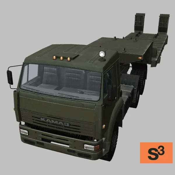 Kamaz-65225-Tank-Transporter · RU · green — 3D model preview