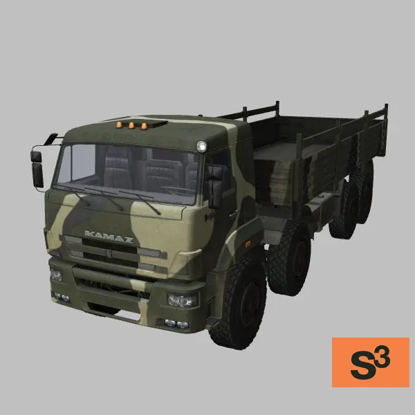 Kamaz-6560-flatbed · RU · camo — 3D model preview