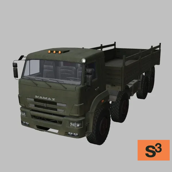 Kamaz-6560-flatbed · RU · green — 3D model preview