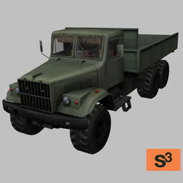 KRAZ-255 · UA · green — 3D model preview