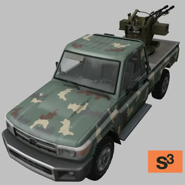 LandCrusier-79 · ZU-23-2 · HTS · camo — 3D model preview