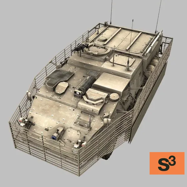 M1129 · M249 · US · desert — 3D model preview