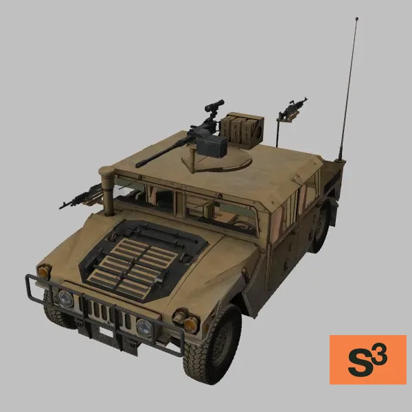 M1165A1 · M2A1 · AN-PAS-13(V3) · US · desert — 3D model preview