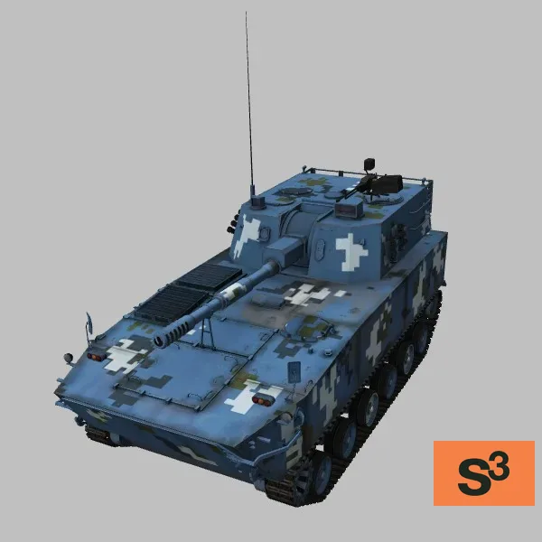 PLZ-07B · CN · camo — 3D model preview