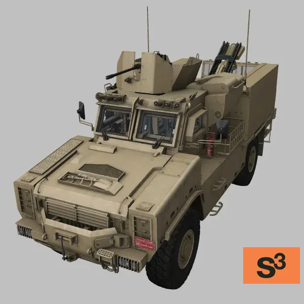 RG-31-MMS · M2HB · AE · desert — 3D model preview