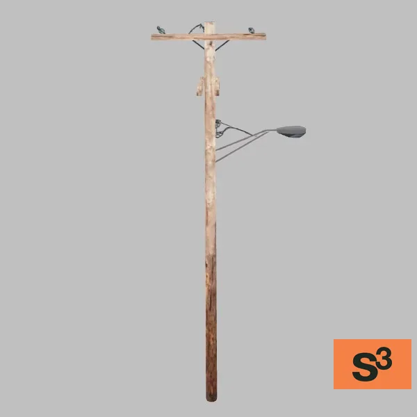 teleph post with spot 2 cross bar 90 degree — 3D model preview