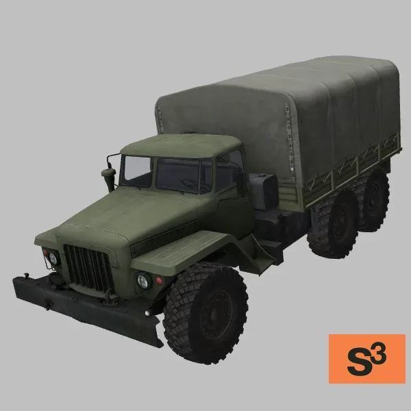 Ural-375D-canopy · RS · green — 3D model preview