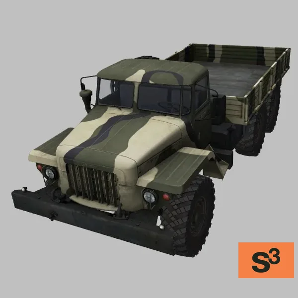 Ural-375D-flatbed · RU · camo — 3D model preview