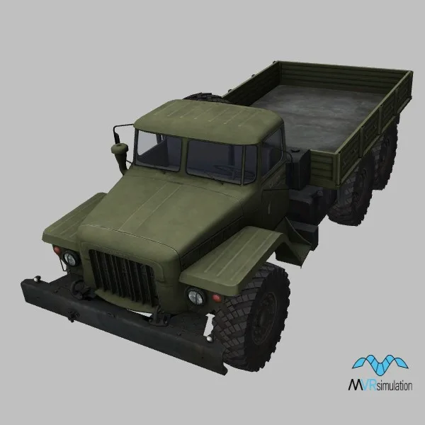 Ural-375D-flatbed · RU · green — 3D model preview