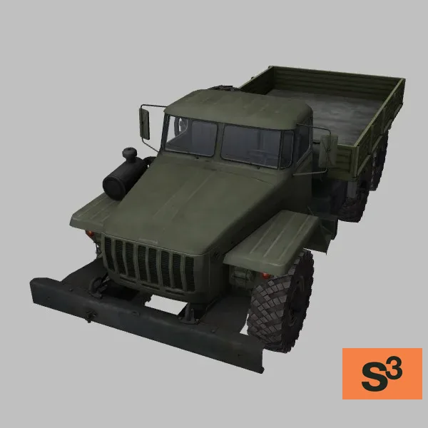 Ural-4320-flatbed · RU · green — 3D model preview