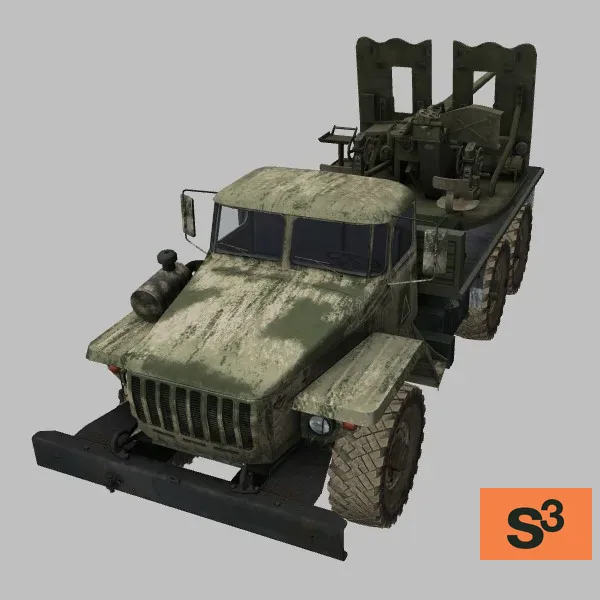 Ural-4320 · S-60 · SY · desert — 3D model preview