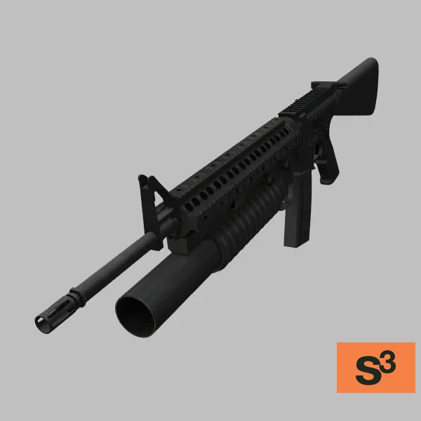 weapon-M16A3 M203 — 3D model preview