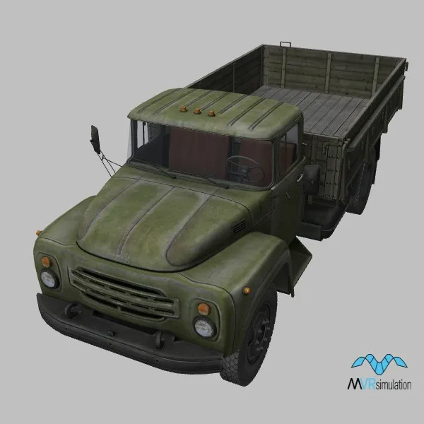 Zil-130-flatbed · KP · green — 3D model preview