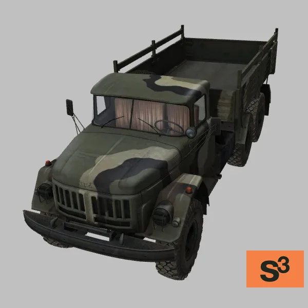 ZIL-131-flatbed · RU · camo — 3D model preview