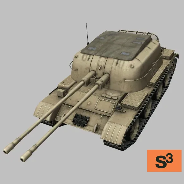 ZSU-57-2 · SY · desert — 3D model preview